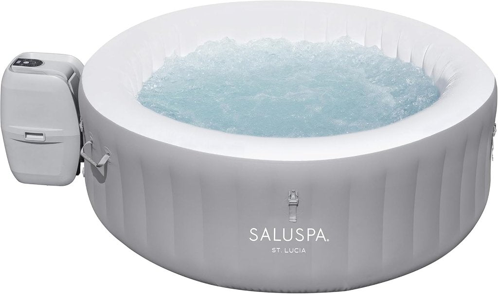 Bestway SaluSpa Miami EnergySense AirJet Inflatable Hot Tub Spa (71" x 26") | Portable Hot Tub with 2 Covers (1 Energy - Efficient Thermal Cover and 1 Standard Cover) | Fits Up to 2 - 4 Persons | Black - Wigtrends