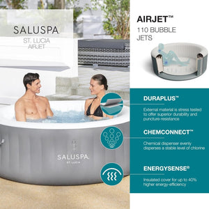 Bestway SaluSpa Miami EnergySense AirJet Inflatable Hot Tub Spa (71" x 26") | Portable Hot Tub with 2 Covers (1 Energy - Efficient Thermal Cover and 1 Standard Cover) | Fits Up to 2 - 4 Persons | Black - Wigtrends