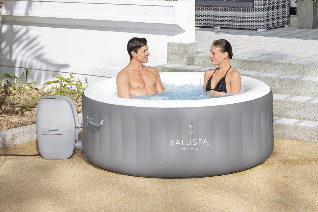 Bestway SaluSpa Miami EnergySense AirJet Inflatable Hot Tub Spa (71" x 26") | Portable Hot Tub with 2 Covers (1 Energy - Efficient Thermal Cover and 1 Standard Cover) | Fits Up to 2 - 4 Persons | Black - Wigtrends