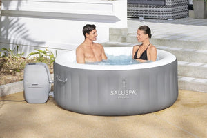 Bestway SaluSpa Miami EnergySense AirJet Inflatable Hot Tub Spa (71" x 26") | Portable Hot Tub with 2 Covers (1 Energy - Efficient Thermal Cover and 1 Standard Cover) | Fits Up to 2 - 4 Persons | Black - Wigtrends