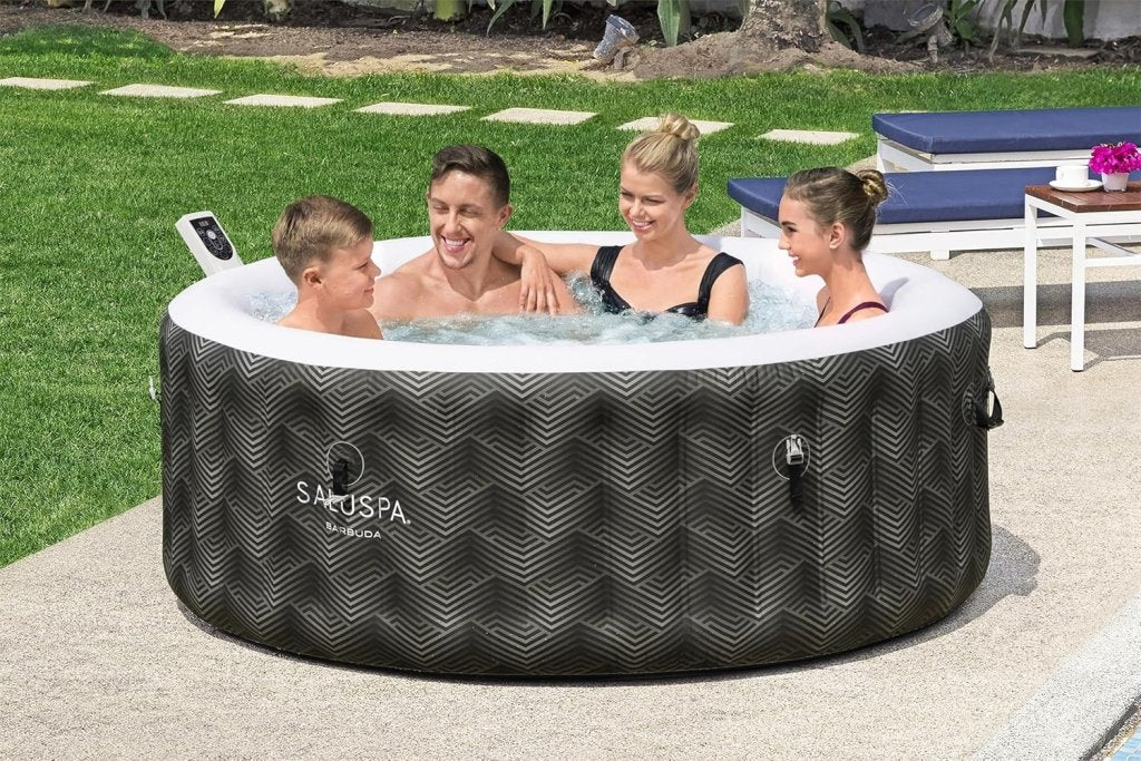 Bestway SaluSpa Miami EnergySense AirJet Inflatable Hot Tub Spa (71" x 26") | Portable Hot Tub with 2 Covers (1 Energy - Efficient Thermal Cover and 1 Standard Cover) | Fits Up to 2 - 4 Persons | Black - Wigtrends