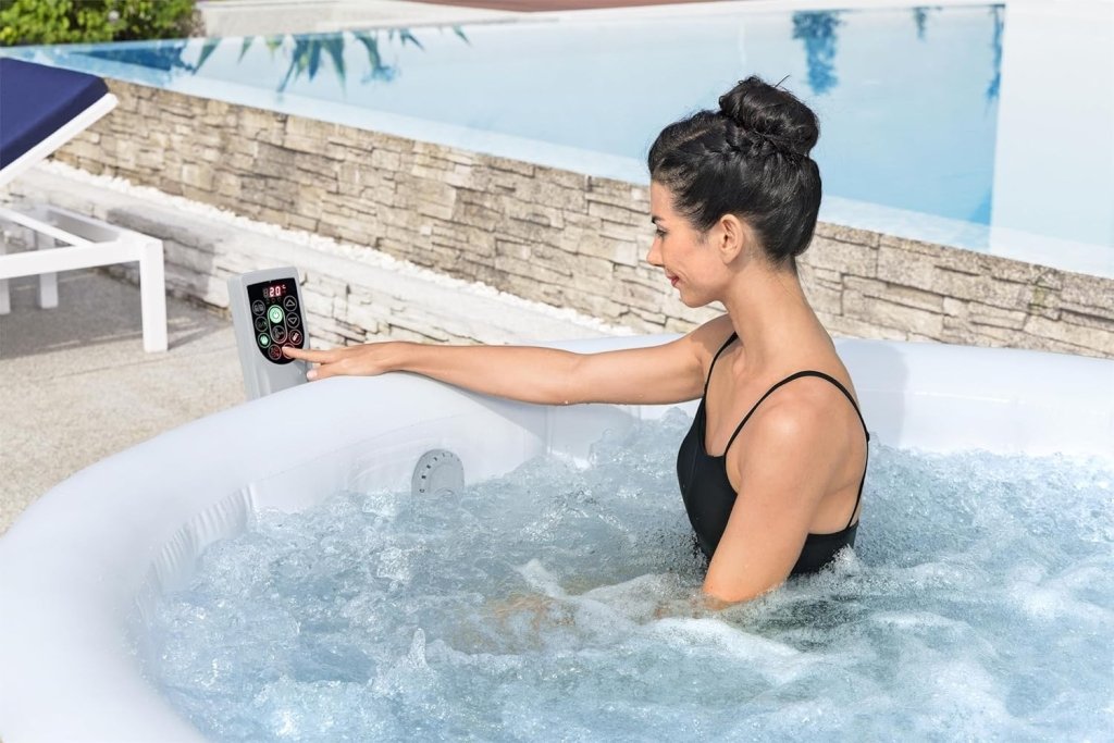 Bestway SaluSpa Miami EnergySense AirJet Inflatable Hot Tub Spa (71" x 26") | Portable Hot Tub with 2 Covers (1 Energy - Efficient Thermal Cover and 1 Standard Cover) | Fits Up to 2 - 4 Persons | Black - Wigtrends