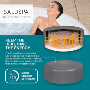 Bestway SaluSpa Miami EnergySense AirJet Inflatable Hot Tub Spa (71" x 26") | Portable Hot Tub with 2 Covers (1 Energy - Efficient Thermal Cover and 1 Standard Cover) | Fits Up to 2 - 4 Persons | Black - Wigtrends