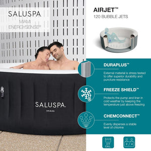 Bestway SaluSpa Miami EnergySense AirJet Inflatable Hot Tub Spa (71" x 26") | Portable Hot Tub with 2 Covers (1 Energy - Efficient Thermal Cover and 1 Standard Cover) | Fits Up to 2 - 4 Persons | Black - Wigtrends