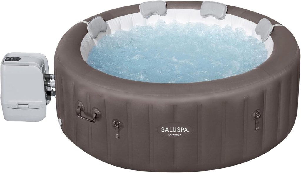 Bestway SaluSpa Miami EnergySense AirJet Inflatable Hot Tub Spa (71" x 26") | Portable Hot Tub with 2 Covers (1 Energy - Efficient Thermal Cover and 1 Standard Cover) | Fits Up to 2 - 4 Persons | Black - Wigtrends
