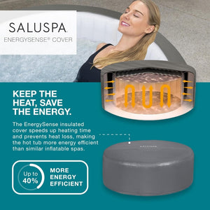 Bestway SaluSpa Miami EnergySense AirJet Inflatable Hot Tub Spa (71" x 26") | Portable Hot Tub with 2 Covers (1 Energy - Efficient Thermal Cover and 1 Standard Cover) | Fits Up to 2 - 4 Persons | Black - Wigtrends