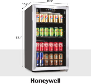 Beverage Refrigerator and Cooler, 115 Can Mini Fridge with Glass Door for Soda Beer or Wine for Office or Bar with Adjustable Removable Shelving - Wigtrends