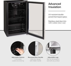 Beverage Refrigerator and Cooler, 115 Can Mini Fridge with Glass Door for Soda Beer or Wine for Office or Bar with Adjustable Removable Shelving - Wigtrends