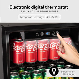 Beverage Refrigerator and Cooler, 115 Can Mini Fridge with Glass Door for Soda Beer or Wine for Office or Bar with Adjustable Removable Shelving - Wigtrends