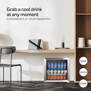 Beverage Refrigerator and Cooler, 115 Can Mini Fridge with Glass Door for Soda Beer or Wine for Office or Bar with Adjustable Removable Shelving - Wigtrends