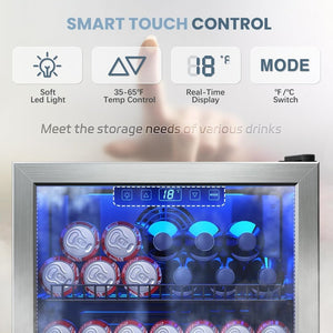 Beverage Refrigerator Cooler - 120 Cans Freestanding Mini Fridge Cooler with Glass Door, Adjustable Shelves & Digital Temperature Display for Soda, Wine or Beer (Black, 3.2 Cu.Ft) - Wigtrends