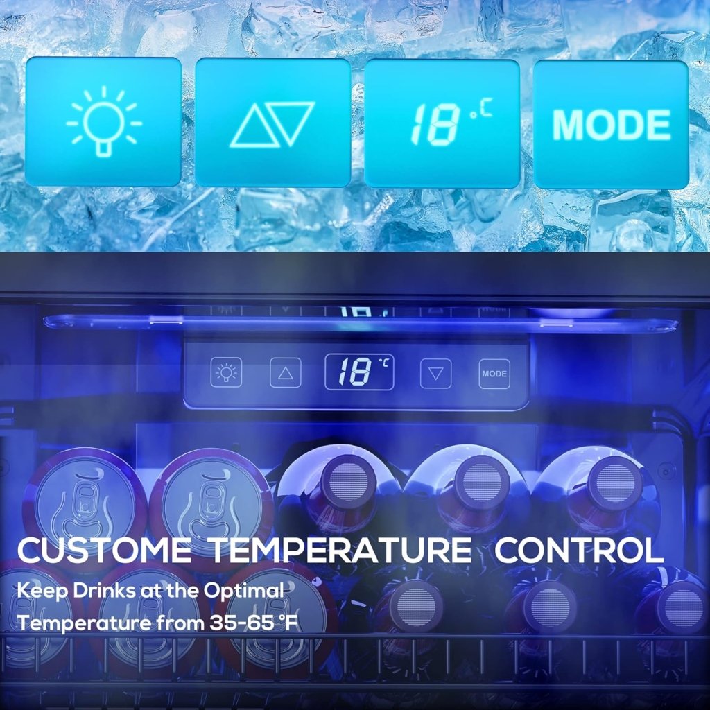 Beverage Refrigerator Cooler - 120 Cans Freestanding Mini Fridge Cooler with Glass Door, Adjustable Shelves & Digital Temperature Display for Soda, Wine or Beer (Black, 3.2 Cu.Ft) - Wigtrends