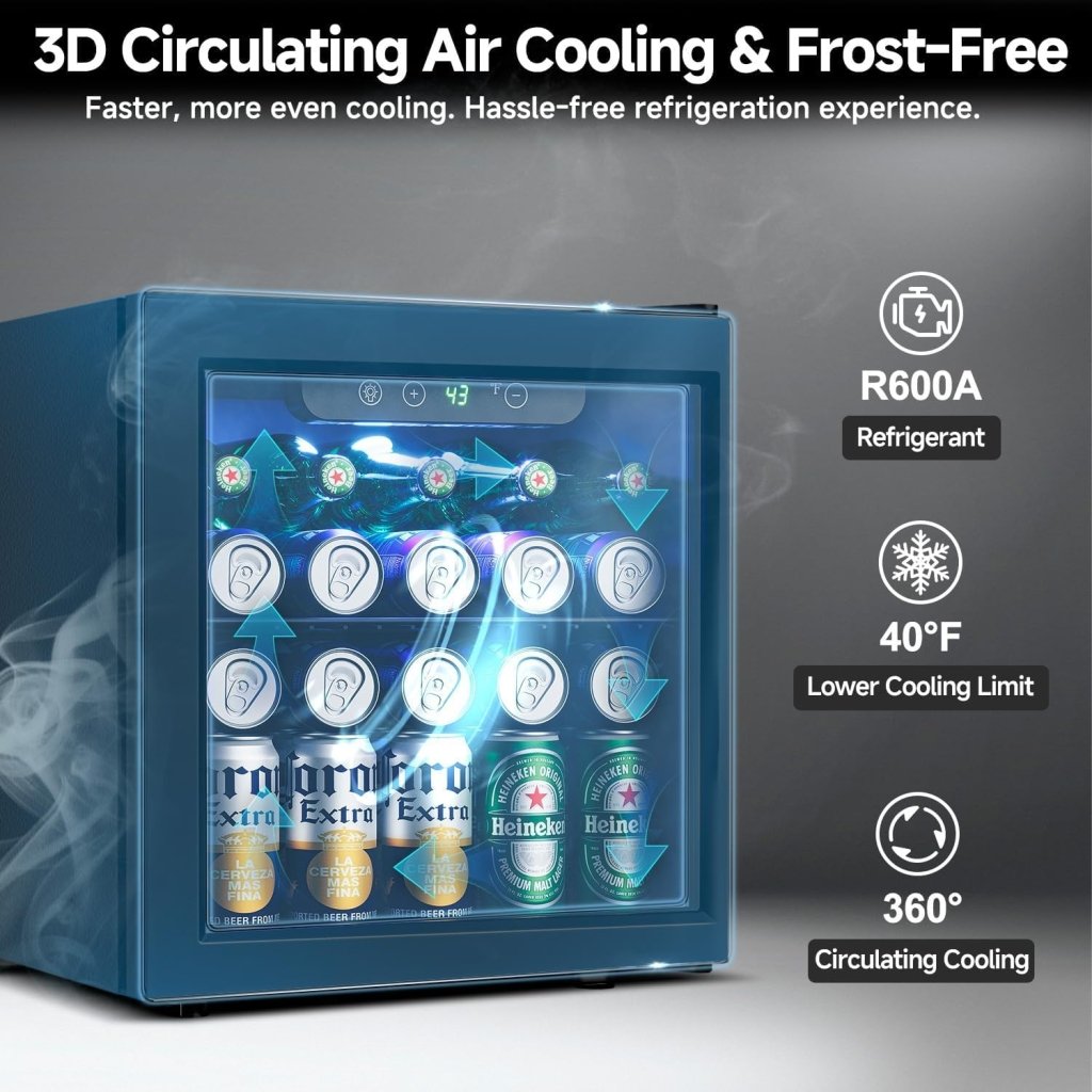 Beverage Refrigerator Cooler - 126 Can Mini Fridge Glass Door for Drinks Soda Beer Wine - Small Refrigerator for Office Bedroom Home Bar, 4 Adjustable Shelves, 3.2 Cu.Ft, Silver - Wigtrends