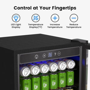 Beverage Refrigerator Cooler - 126 Can Mini Fridge Glass Door for Drinks Soda Beer Wine - Small Refrigerator for Office Bedroom Home Bar, 4 Adjustable Shelves, 3.2 Cu.Ft, Silver - Wigtrends