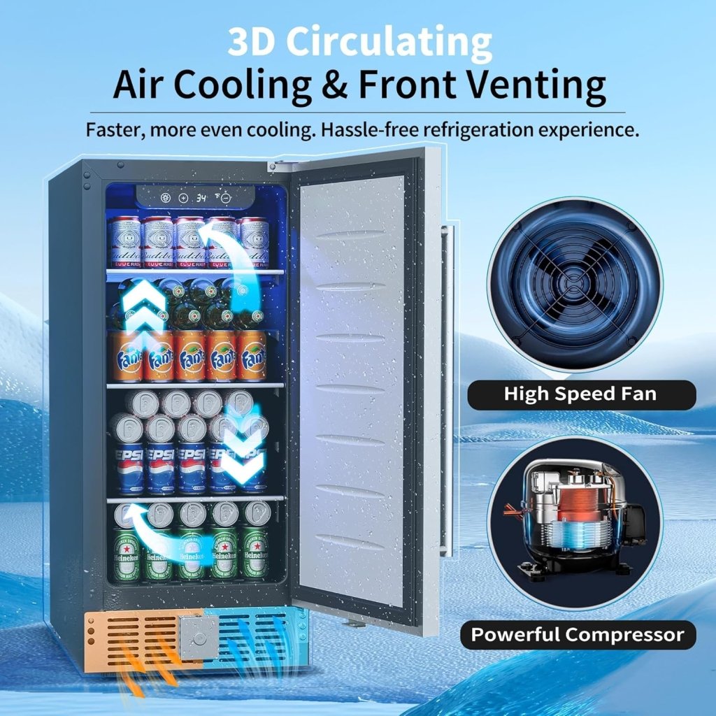 Beverage Refrigerator Cooler - 126 Can Mini Fridge Glass Door for Drinks Soda Beer Wine - Small Refrigerator for Office Bedroom Home Bar, 4 Adjustable Shelves, 3.2 Cu.Ft, Silver - Wigtrends