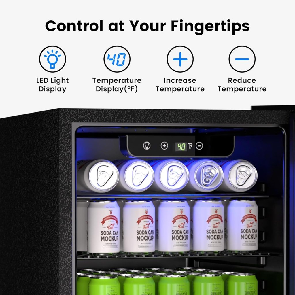 Beverage Refrigerator Cooler - 126 Can Mini Fridge Glass Door for Drinks Soda Beer Wine - Small Refrigerator for Office Bedroom Home Bar, 4 Adjustable Shelves, 3.2 Cu.Ft, Silver - Wigtrends