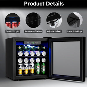Beverage Refrigerator Cooler - 126 Can Mini Fridge Glass Door for Drinks Soda Beer Wine - Small Refrigerator for Office Bedroom Home Bar, 4 Adjustable Shelves, 3.2 Cu.Ft, Silver - Wigtrends