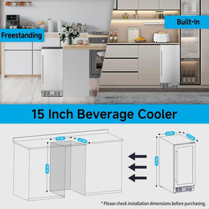 Beverage Refrigerator Cooler - 126 Can Mini Fridge Glass Door for Drinks Soda Beer Wine - Small Refrigerator for Office Bedroom Home Bar, 4 Adjustable Shelves, 3.2 Cu.Ft, Silver - Wigtrends