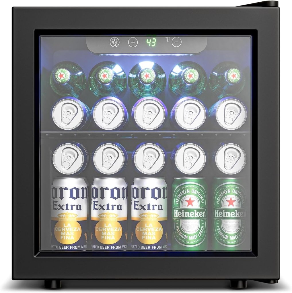 Beverage Refrigerator Cooler - 126 Can Mini Fridge Glass Door for Drinks Soda Beer Wine - Small Refrigerator for Office Bedroom Home Bar, 4 Adjustable Shelves, 3.2 Cu.Ft, Silver - Wigtrends