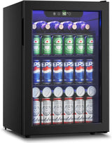 Beverage Refrigerator Cooler - 126 Can Mini Fridge Glass Door for Drinks Soda Beer Wine - Small Refrigerator for Office Bedroom Home Bar, 4 Adjustable Shelves, 3.2 Cu.Ft, Silver - Wigtrends