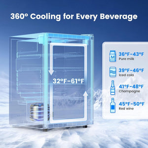 Beverage Refrigerator Cooler - 126 Can Mini Fridge Glass Door for Drinks Soda Beer Wine - Small Refrigerator for Office Bedroom Home Bar, 4 Adjustable Shelves, 3.2 Cu.Ft, Silver - Wigtrends