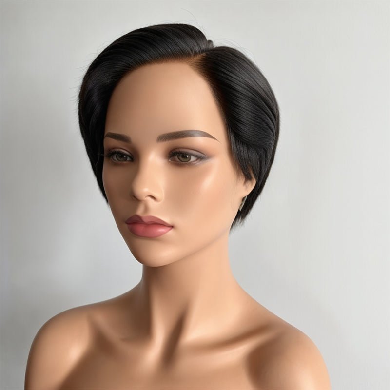 Black Bob Straight Short Pixie 13x4 Lace Frontal Wig 100% Virgin Human Hair Wigs - Wigtrends