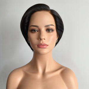 Black Bob Straight Short Pixie 13x4 Lace Frontal Wig 100% Virgin Human Hair Wigs - Wigtrends