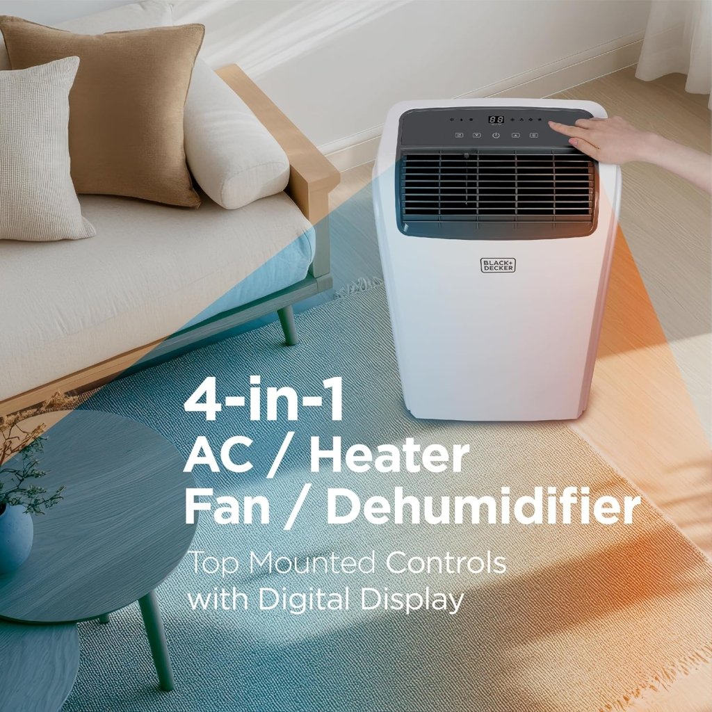 BLACK+DECKER 10,000 BTU Portable Air Conditioner for Rooms up to 450 Sq. with Remote Control, White - Wigtrends