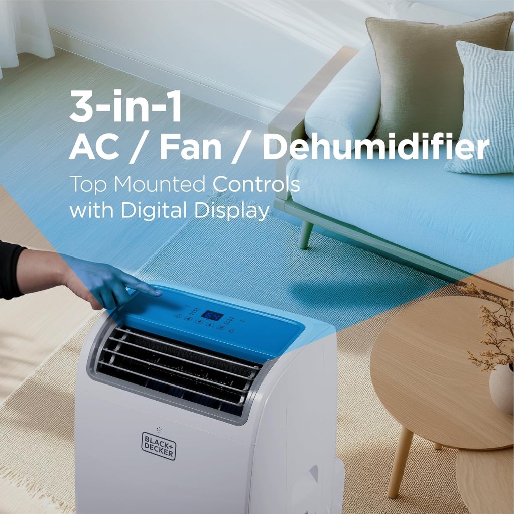 BLACK+DECKER 10,000 BTU Portable Air Conditioner for Rooms up to 450 Sq. with Remote Control, White - Wigtrends