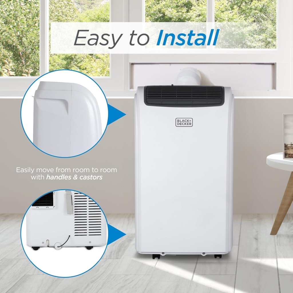 BLACK+DECKER 10,000 BTU Portable Air Conditioner for Rooms up to 450 Sq. with Remote Control, White - Wigtrends