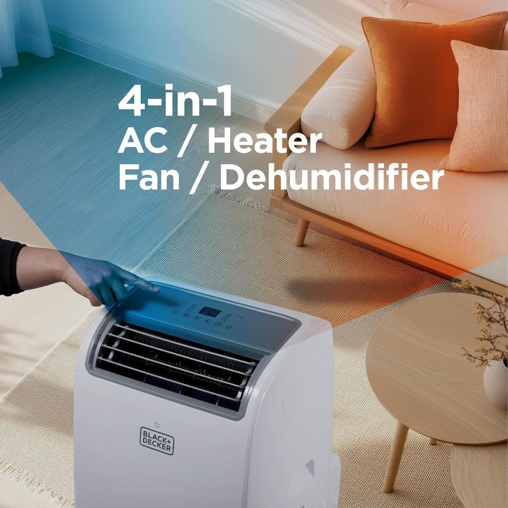 BLACK+DECKER 10,000 BTU Portable Air Conditioner for Rooms up to 450 Sq. with Remote Control, White - Wigtrends