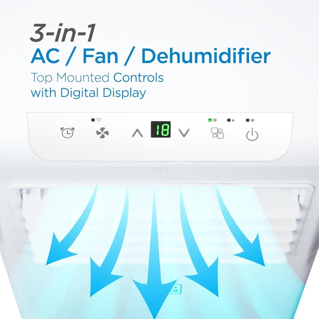 BLACK+DECKER 10,000 BTU Portable Air Conditioner for Rooms up to 450 Sq. with Remote Control, White - Wigtrends