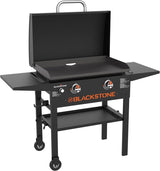 Blackstone 1883 Original 28” Griddle with Integrated Protective Hood and Counter Height Side Shelves, Powder Coated Steel, Black - Wigtrends
