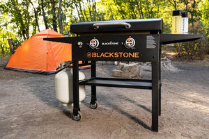 Blackstone 1883 Original 28” Griddle with Integrated Protective Hood and Counter Height Side Shelves, Powder Coated Steel, Black - Wigtrends