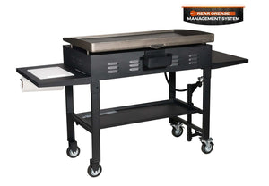Blackstone 36" Cooking Station 4 Burner Propane Fuelled Restaurant Grade Professional 36 Inch Outdoor Flat Top Gas Griddle with Built in Cutting Board, Garbage Holder and Side Shelf (1825), Black - Wigtrends