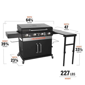 Blackstone 36" Culinary Cabinet Griddle with Side Table 4 - Burner Liquid Propane Flat Top Grill - Wigtrends