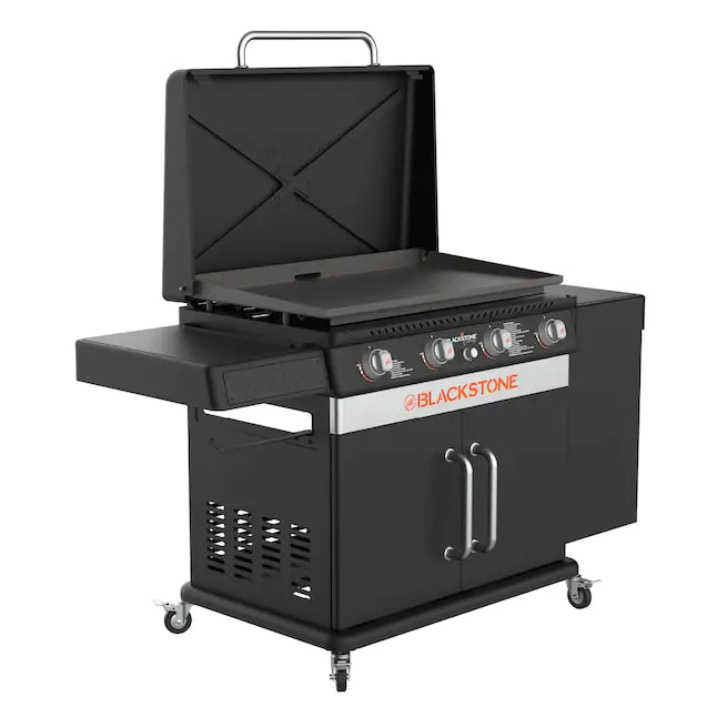 Blackstone 36" Culinary Cabinet Griddle with Side Table 4 - Burner Liquid Propane Flat Top Grill - Wigtrends