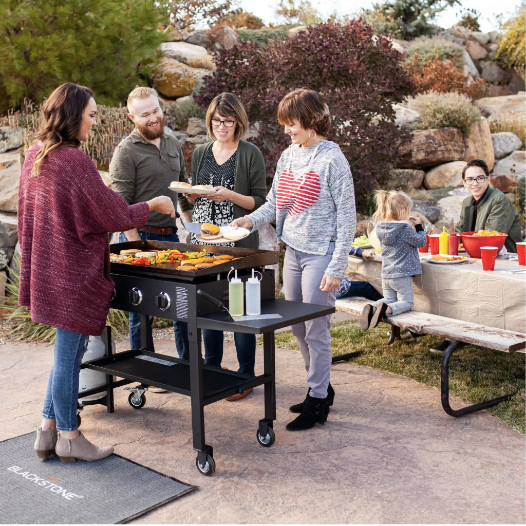 Blackstone 36 Inch Gas Griddle Cooking Station 4 Burner Flat Top Gas Grill Propane Fuelled Restaurant Grade Professional 36” Outdoor Griddle Station with Side Shelf (1554) - Wigtrends