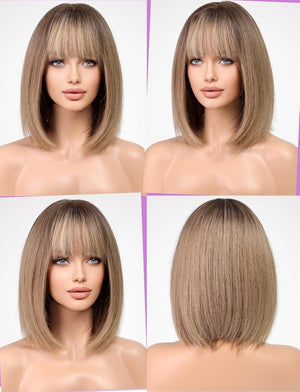 Blonde Bob Wigs for Women Human Hair Wigs with Bangs - Wigtrends