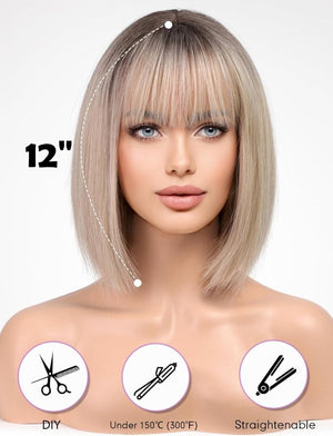 Blonde Bob Wigs for Women Human Hair Wigs with Bangs - Wigtrends