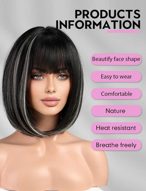 Blonde Bob Wigs for Women Human Hair Wigs with Bangs - Wigtrends