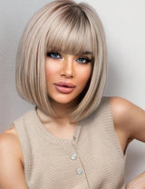 Blonde Bob Wigs for Women Human Hair Wigs with Bangs - Wigtrends