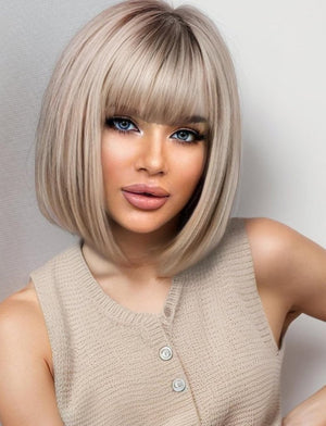 Blonde Bob Wigs for Women Human Hair Wigs with Bangs - Wigtrends