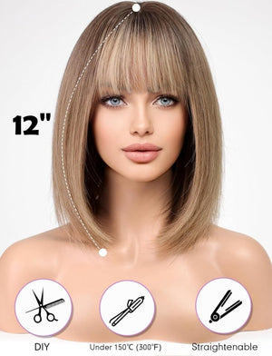 Blonde Bob Wigs for Women Human Hair Wigs with Bangs - Wigtrends