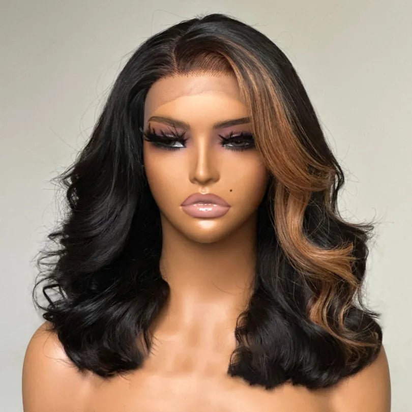 Blonde Highlights Wavy Wigs 100% Human Hair - Wigtrends