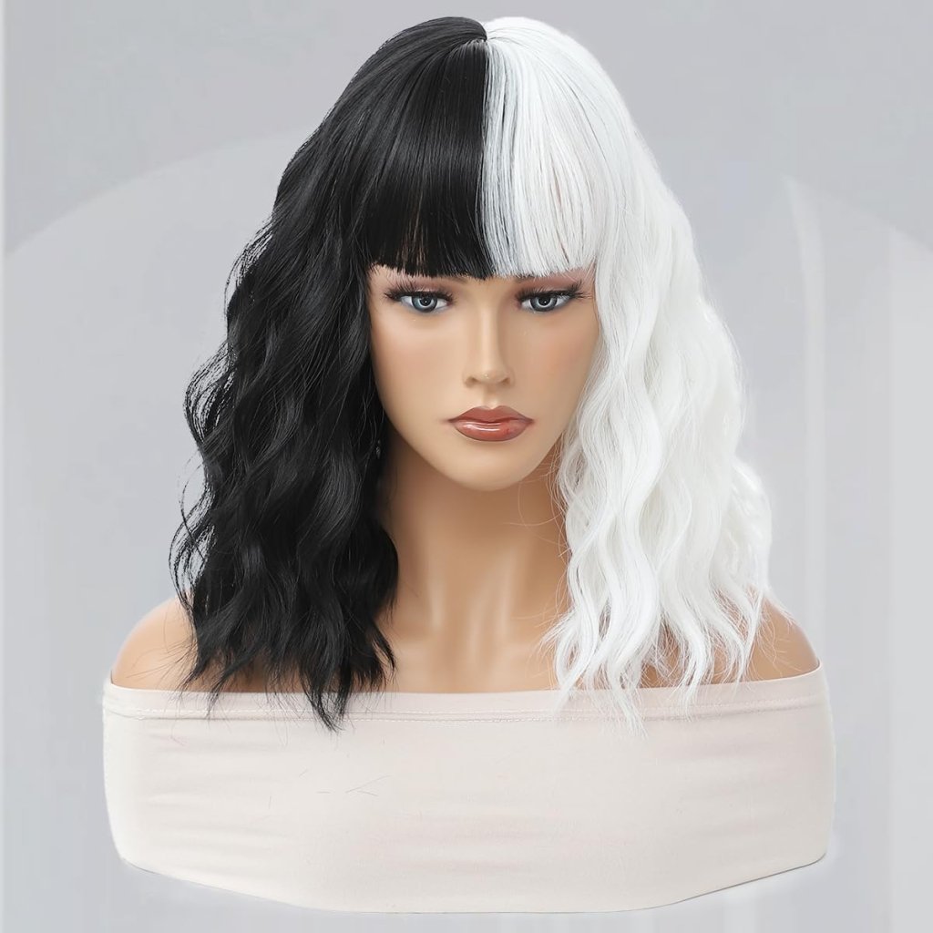 Blonde Wig with Bangs Short Bob Wavy Wig Loose Curly Shoulder Length human hair lace wigs - Wigtrends