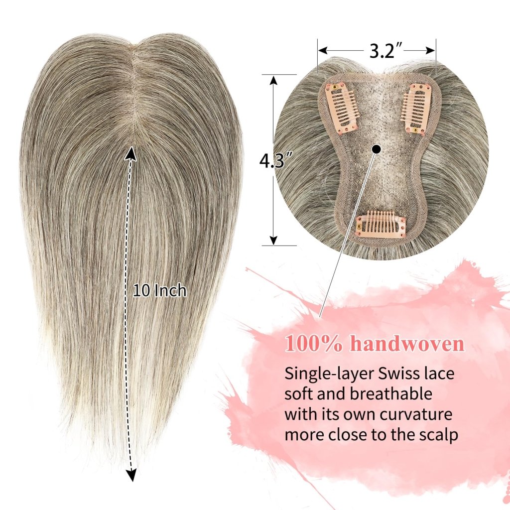 Blonde Women Human Hair Toppers Short Remy Human Hair for Thin Hair Remy Hair Topper 10inch Hair Pieces for Women - Wigtrends