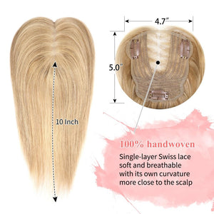 Blonde Women Human Hair Toppers Short Remy Human Hair for Thin Hair Remy Hair Topper 10inch Hair Pieces for Women - Wigtrends