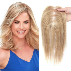 Blonde Women Human Hair Toppers Short Remy Human Hair for Thin Hair Remy Hair Topper 10inch Hair Pieces for Women - Wigtrends