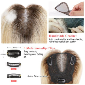 Blonde Women Human Hair Toppers Short Remy Human Hair for Thin Hair Remy Hair Topper 10inch Hair Pieces for Women - Wigtrends